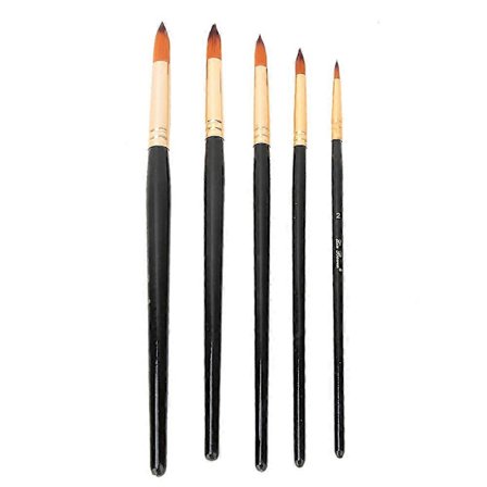 5 kpl Nylon Hair Musta Varsi Akvarellimaalisivellinsetti piirustustarvikkeisiin (pyöreä) (LGL)