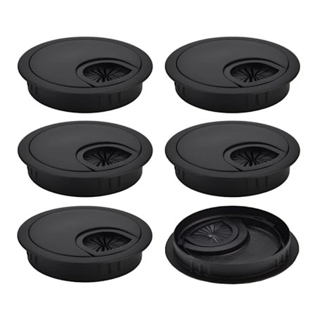 6 stk. Runde Forsænkede Kabeldæksler Skrivebords Kabelgennemføring Metal Kabel