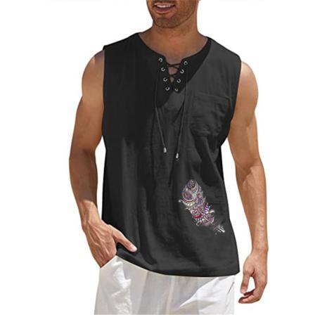 Ärmlös T-shirt För Män Med V-ringad T-shirt