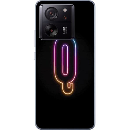Kompatibel Mobilcover til Xiaomi Xiaomi 13T Minimalistisk neonbogstav Q i lyse farver mod mørk baggrund
