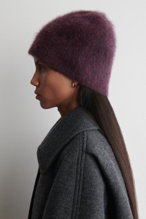 COS Women's Brushed-Cashmere Beanie in Red