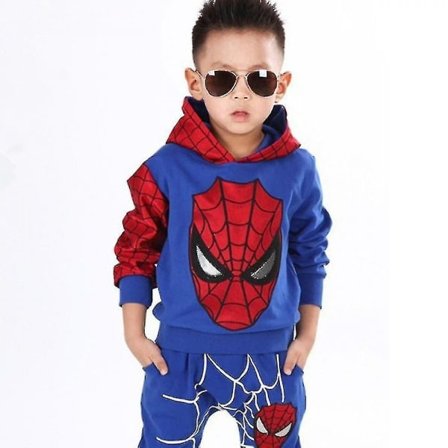 Drengespidermand Tracksuit Hoodie Sweatshirt Bukser Sæt Outfit Tøj Blå 4-5 År