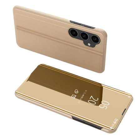 SKALO Samsung S23 FE Clear View Lompakkokotelo - Kulta