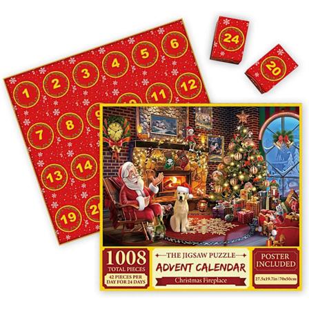 Adventskalender 2024 Julpussel, Jul 1008 Bitar Julpussel för Barn och Vuxna, 24 Lådor Adventskalendrar Nedräkning till