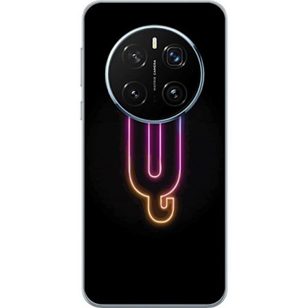 Yhteensopiva Puhelinkuori Honor Honor Magic7 Pro Minimalistinen neonkirjain Q kirkkaissa väreissä tummaa taustaa vasten