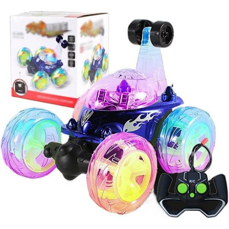 Fjernstyrt bil for barn: Invincible Tornado, radiostyrt stuntbil med batteri (blå)