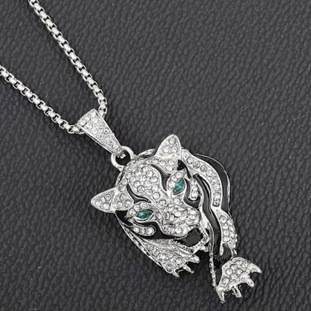 Trendy Hip Hop Stil Mikro Belagt Zircon Ugle Dyr Vedhæng Metal Punk Kæde Herre Halskæde