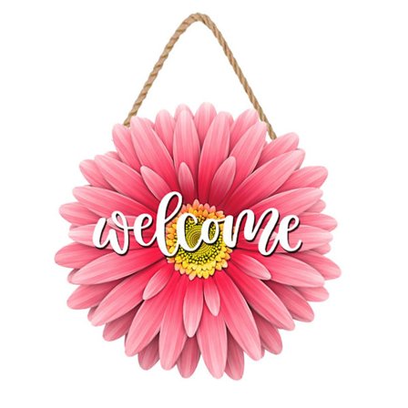 Solros Välkommen Trädörrhängare Stor Träblomma Skylt Inspirerande Vägg Veranda Konst För Ytterdörr Trädgård Hem Väggdekor