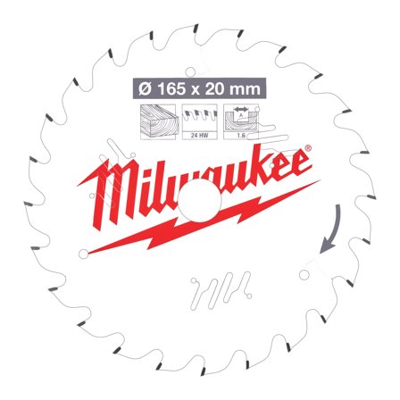 Milwaukee CSB P W Sågklinga 165x1,6x20 mm, 24T, Såga
