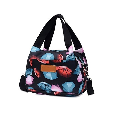 Damer Nylon Vattentät En-axlad Messenger Bag Bärbar Lunch Bag Resa Blommig Tygväska