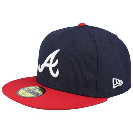 New Era - MLB Ble fitted Czapka Z Daszkiem - Atlanta Braves Pair Of Aces 59FIFTY Navy/Scarlet Fitted @ Hatstore