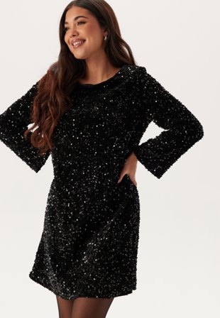 VILA Viaria L/S O-NECK OPEN BACK DR Black Tøj