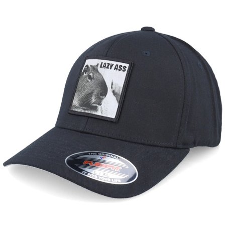 Iconic - Black flexfit Czapka Z Daszkiem - Lazy Capybara Black Flexfit @ Hatstore