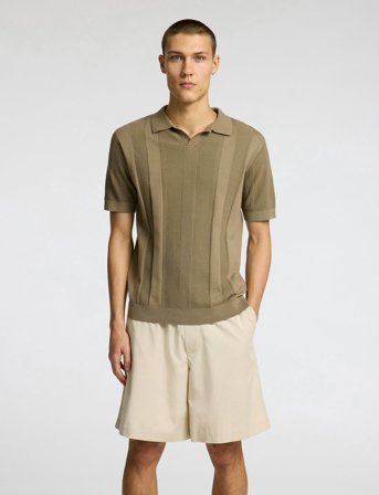 Selected Slhchanning Ss Knit Structure Open Polo - Green - S