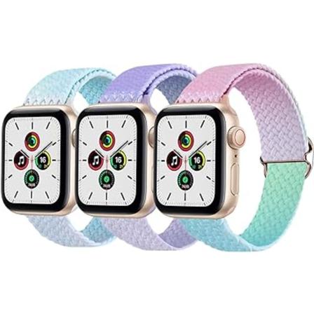 IC Gradient Strækbar Flettet Solo Loop Rem Kompatibel med Apple Watch Rem Dame Mænd, Serie 8 7 6 5 4 3 2 1 SE-42/44/45/49mm