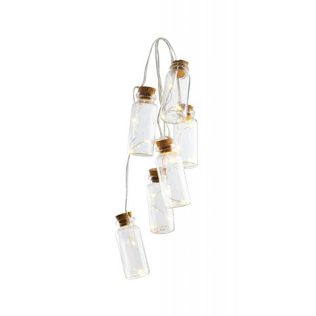 JULPYNTA Ljusslinga med 6 flaskor, dekorera LED, batteridriven