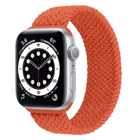 Apple Watch (45 mm) elastiskt klockarmband - Orange Röd / Storlek: L