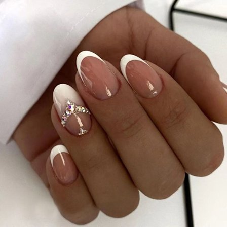 24st Fake Nails Long French Oval