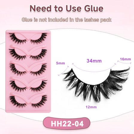 5D Faux Mink fransar, 5-pack lösögonfransar med naturlig look