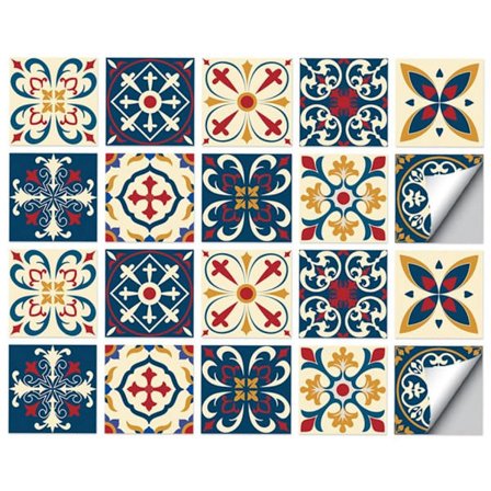 20 st - Väggdekaler Kakel Badrum Trappa Avtagbar Estetisk täckning Kök Självhäftande PVC 20*20 cm_yu