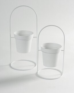 Blomkruka Med Bågformat Stativ Vit - 17 x 17 x 39 cm - Linea