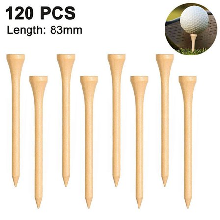 Golf-tees i bambussett, 120 stykker, tre farge, 83 mm