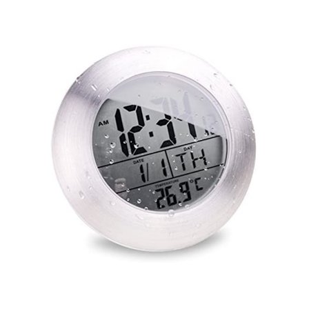 Baderomsklokke med sugekopp - digital og vanntett