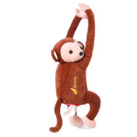 Peppi Monkey Creative Car Tissue Box Cover Auto Kaksikäyttöinen auton ripustuspaperilaatikko Söpöt sarjakuva-autotarvikkeet (ruskea),