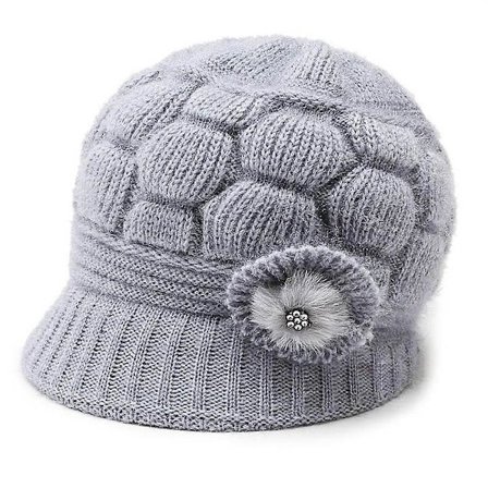 Hatter Vinterlue Med Bremskjerm Varm Strikket Grå