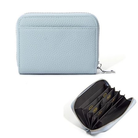 Allsidig lommebok i skinn, RFID anti-magnetisk myntpung, blå