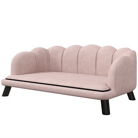 Rootz komfortabel hundesofa - kæledyrssofa - Plys kæledyrsseng - massivt træben - Fugtsikkert design - Aftageligt vaskbart betræk - Pink - 98,5 cm x 6