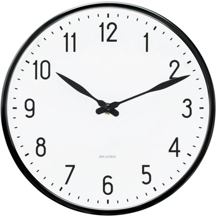 Arne jacobsen Station Veggklokke 21 cm' - 'Hvit & sort
