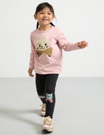 Lindex Leggings Kneepatch Cat - Black - 92