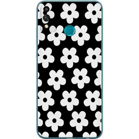 Yhteensopiva Puhelinkuori Honor Honor 9X Lite Mustavalkoinen kukkakuvio minimalistisessa skandinaavisessa muotoilussa, jossa voimakas kontrasti ja aja