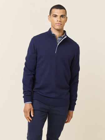 MATCH - Edward merino zipneck - Jean Paul - Herre - Gensere & Cardigans - Blå - L - 100% ull - merino
