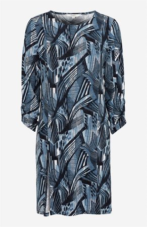 Cellbes of Sweden - Lång trikåtunika med hög slits - blå / svart / mönstrad - för damer - 38/40