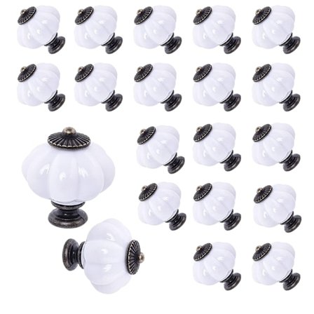 Akryl Håndtak i Form av Gresskar, Hvite Skap Håndtak Sett med 20 Vintage Dec