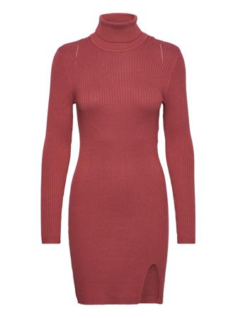 Onlfrida L/S Rollneck Dress Knt Dresses Bodycon Dresses Burgunder ONLY
