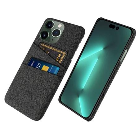 Iphone 14 Pro Max Cloth Texture Skal - Svart Svart