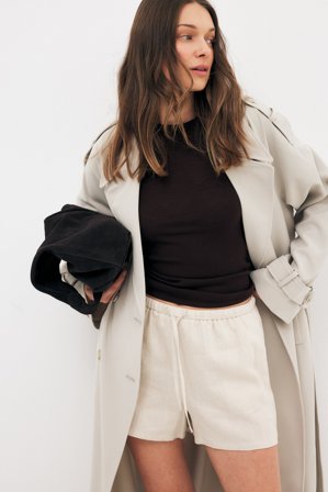 NA-KD Drawstring Linen Shorts - Shorts - Beige - EU 34