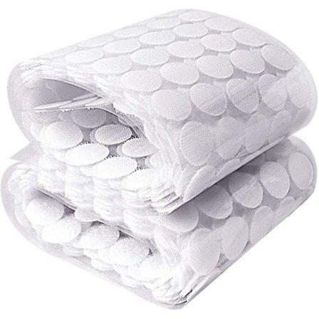 Förpackning med 1000 självhäftande kardborrepunkter, 15 mm. 500 par självhäftande