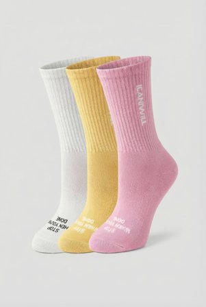 Power Quote Training Sock 3-Pack White/Yellow/Pink