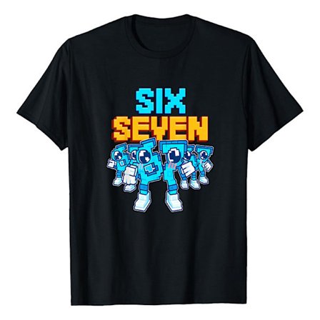 Six Seven Grafisk T-skjorte | Løs passform trykt kortarmet T-skjorte*L*911-BK-Svart 11