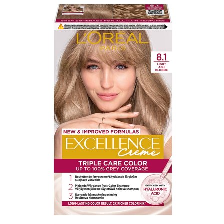 L'Oréal Paris Excellence Creme 8.1 Lysblond, Hår, Hårfarve, Permanent Hårfarve