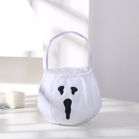 QQ-Halloween Trick-or-Treat Taske Håndholdt 48D Græskartaske | Slikpose Børnegave Halloween Prop*Hvidt Spøgelse 25*20+16*En størrelse Hvidt Spøgelse 