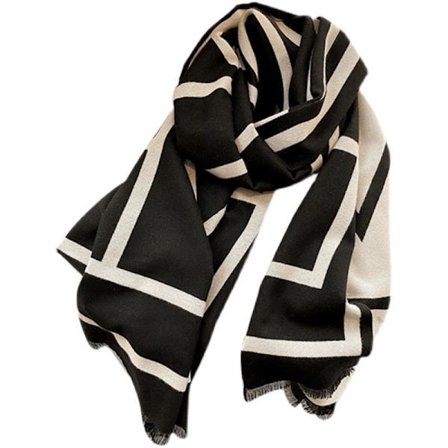 Ull kashmir svart scarf för flickor höst och vinter 2023 ny mångsidig koreansk stil high-end sjal dubbel användning halsduk