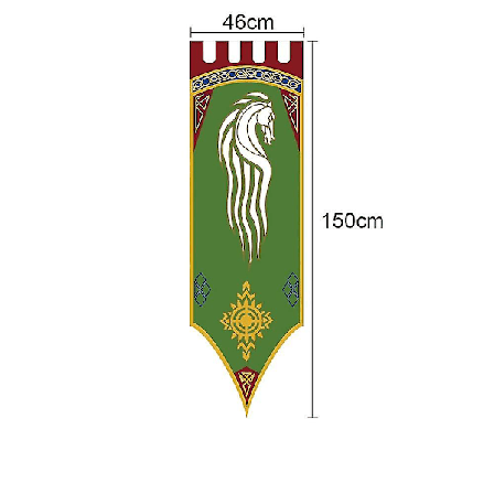 46x150cm Middelalderriget Rohan Gondor Hestetræ Banner Flag Væghængende Hjem Sovesal Stue Vimpel Flag Burgees Decor (DP)