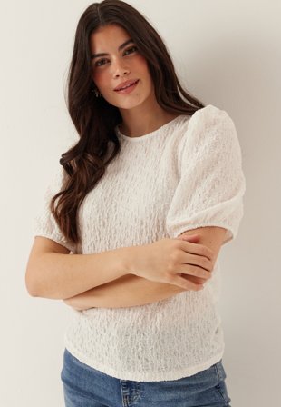 VILA - Vifall O-neck 2/4 TOP - Snow White - Kläder - - Bubbleroom