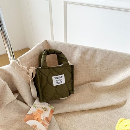 Bomullsfylt skulderveske Tote Bag GRØNN