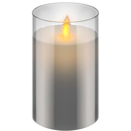 LED-ljus av äkta vax i glas, 7,5 x 12,5 cm, grå-transparent